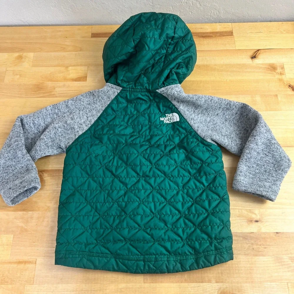 The North Face Jacket Mixed Media Quilted Fleece Toddler Size 2T Green Grey